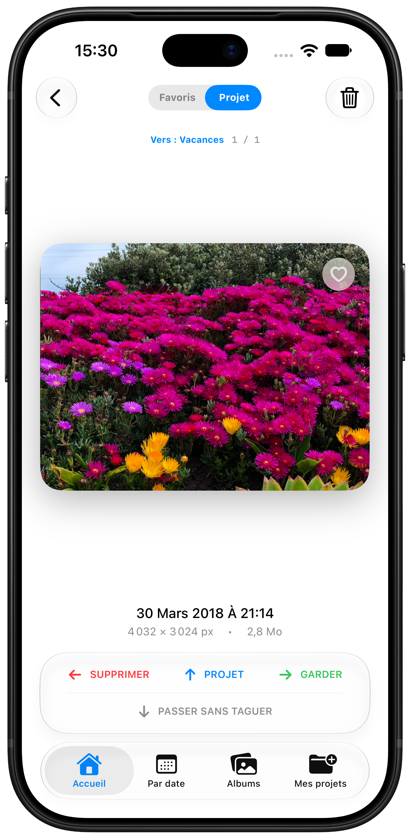 Tri d'une photo dans ScrapPics
